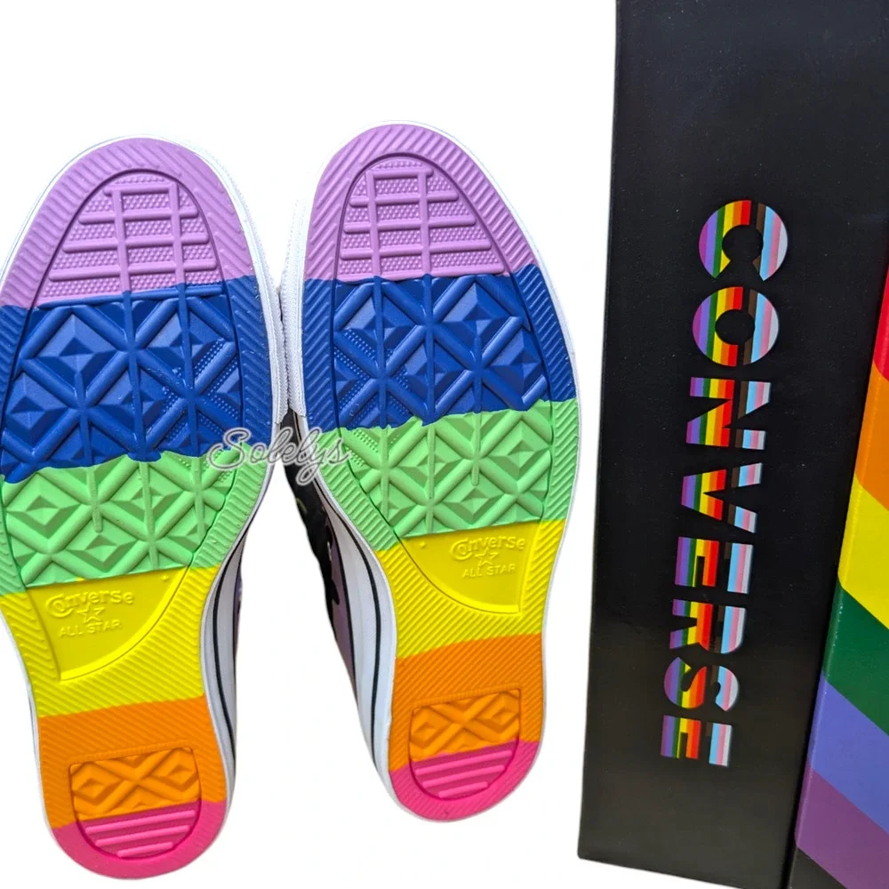Converse PRIDE XXHI Custom Elastic Laced Rainbow Flame Knee High Sneaker 6.5 NEW - Picture 4 of 11